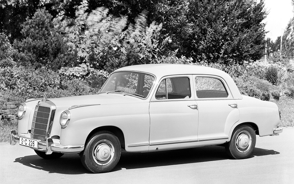 Mercedes-Benz Typ 219, 1956 bis 1957 (mit vorderer Stoßstange der ersten Ausführung) ; Mercedes-Benz 219, 1956 to 1957 (first version of front bumper);